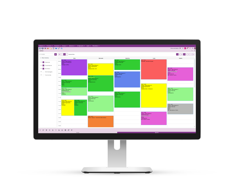 monitor de computador com tela de agendamento do sistema para clínicas de estética Belle Software